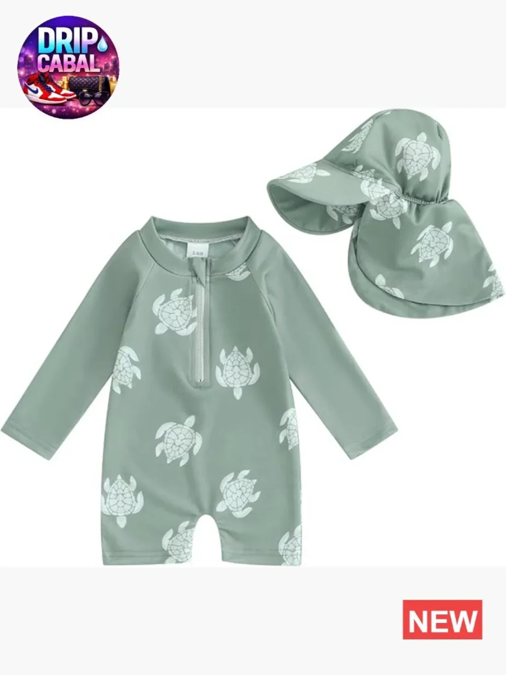 Baby Boy Rash Guard Swimsuit Long Sleeve One Piece Zipper Sunsuit UPF 30
